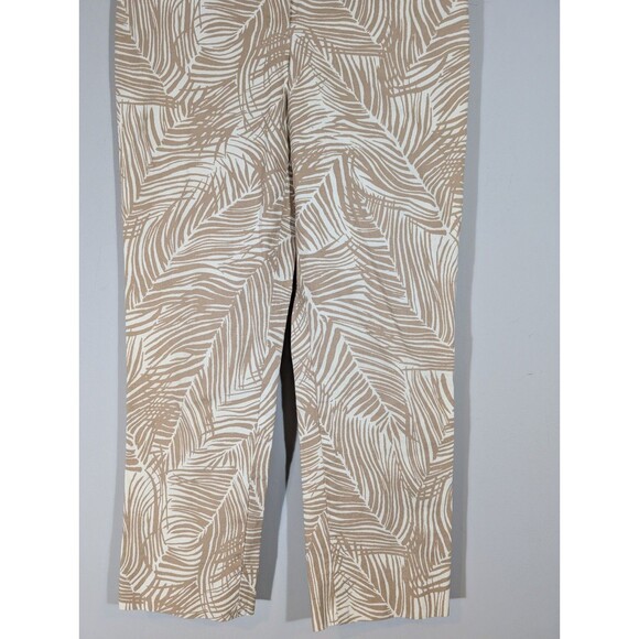 Talbots Womens Tan Tropical Mid Rise Cropped Pants Sz 2 Resortwear Casual Mature - Picture 8 of 10